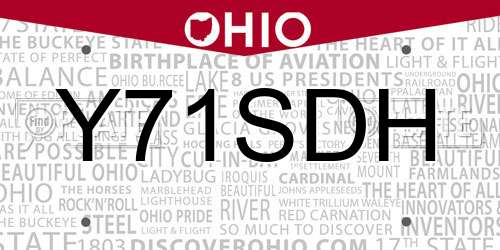 Y71SDH Ohio License Plate