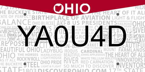 YA0U4D Ohio License Plate