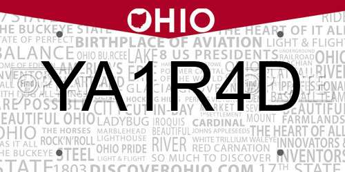 YA1R4D Ohio License Plate