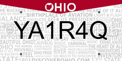 YA1R4Q Ohio License Plate