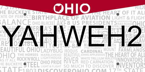 YAHWEH2 Ohio License Plate