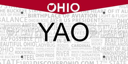 YAO Ohio License Plate