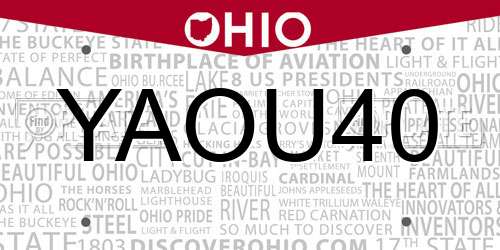 YAOU40 Ohio License Plate