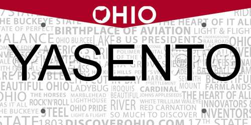 YASENTO Ohio License Plate