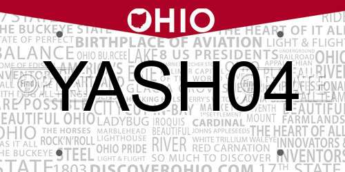 YASH04 Ohio License Plate