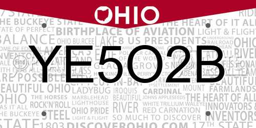 YE5O2B Ohio License Plate