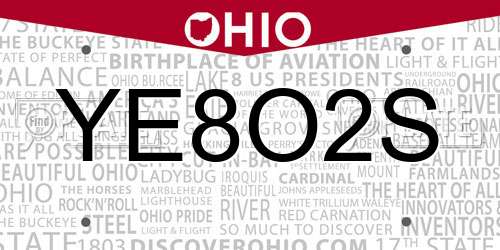 YE8O2S Ohio License Plate