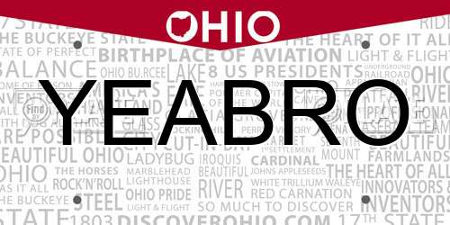 YEABRO Ohio License Plate