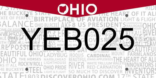 YEB025 Ohio License Plate
