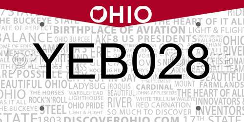 YEB028 Ohio License Plate