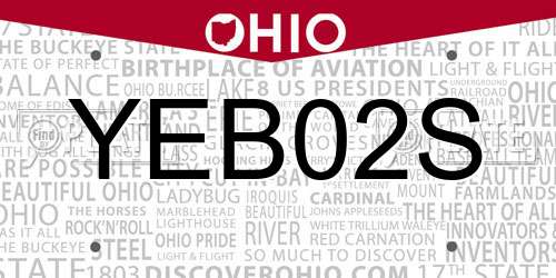 YEB02S Ohio License Plate