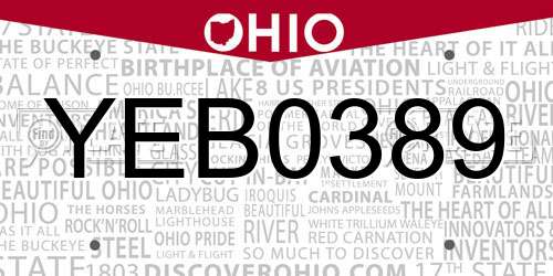 YEB0389 Ohio License Plate