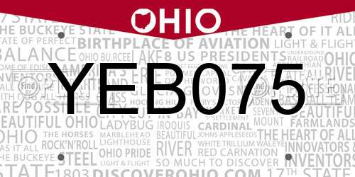 YEB075 Ohio License Plate