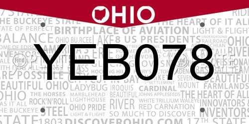 YEB078 Ohio License Plate