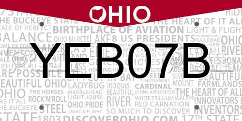 YEB07B Ohio License Plate