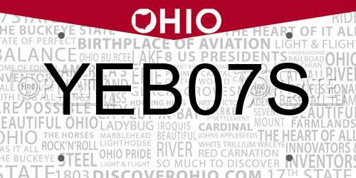 YEB07S Ohio License Plate