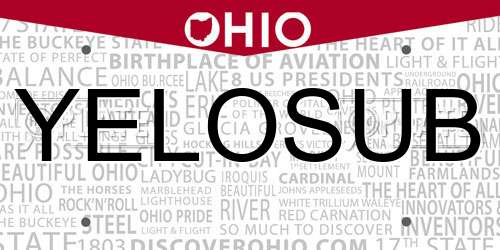YELOSUB Ohio License Plate