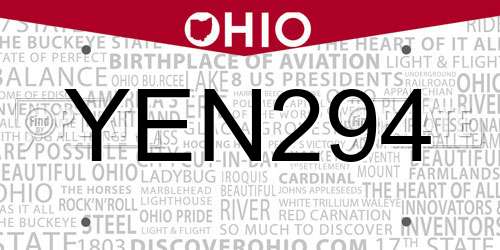 YEN294 Ohio License Plate