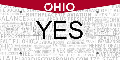 YES Ohio License Plate