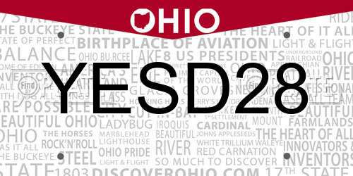 YESD28 Ohio License Plate