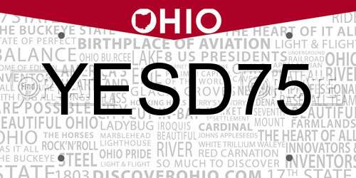 YESD75 Ohio License Plate