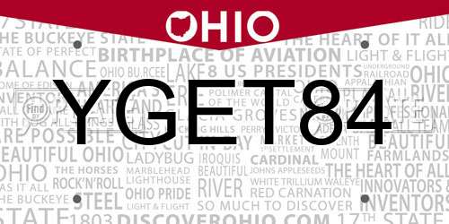 YGET84 Ohio License Plate
