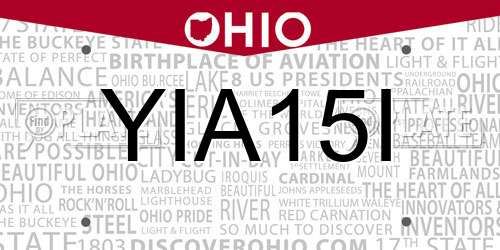 YIA15I Ohio License Plate
