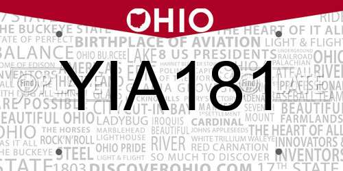 YIA181 Ohio License Plate