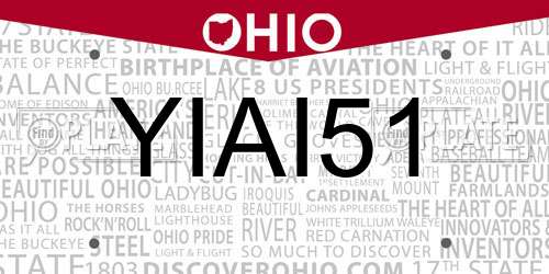YIAI51 Ohio License Plate