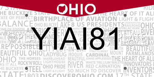 YIAI81 Ohio License Plate