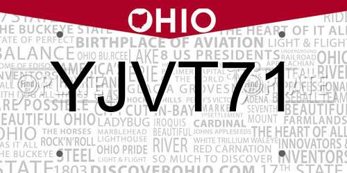 YJVT71 Ohio License Plate