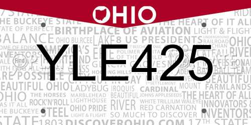 YLE425 Ohio License Plate
