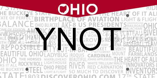 YNOT Ohio License Plate