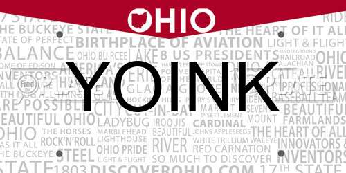 YOINK Ohio License Plate
