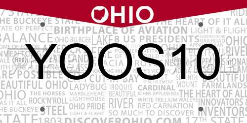 YOOS10 Ohio License Plate