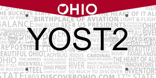 YOST2 Ohio License Plate