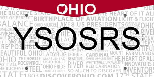 YSOSRS Ohio License Plate