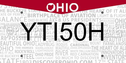 YTI50H Ohio License Plate