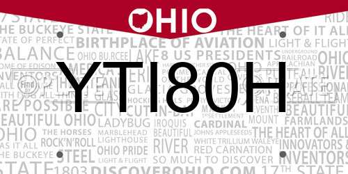 YTI80H Ohio License Plate