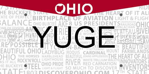 YUGE Ohio License Plate