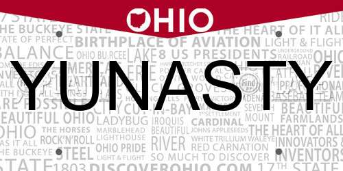 YUNASTY Ohio License Plate