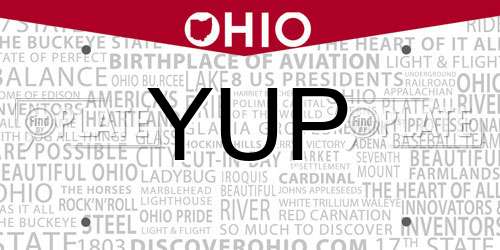 YUP Ohio License Plate