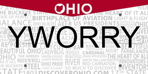 YWORRY Ohio License Plate