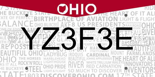 YZ3F3E Ohio License Plate