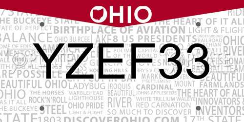 YZEF33 Ohio License Plate