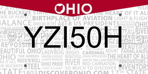 YZI50H Ohio License Plate