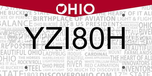 YZI80H Ohio License Plate
