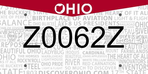 Z0062Z Ohio License Plate