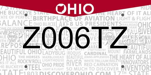 Z006TZ Ohio License Plate