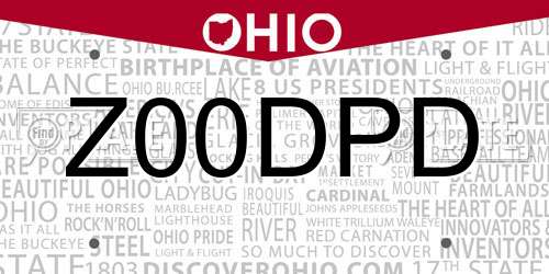 Z00DPD Ohio License Plate